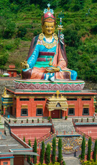 Aerial view of The biggest Guru Rinpoche Statue in Nepal, located in Dollu Monastery, Dakshinkali. Pharping 10-10-2023
