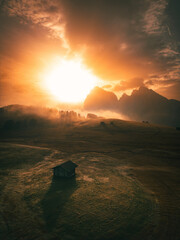 Wall Mural - beautiful Morning at Alpe di Siusi in the Dolomite Mountains