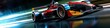 Racing car at high speed. Racer on a racing car passes the track. Motor sports competitive team racing. Motion blur background.