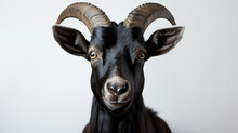 Close - Up Of A Black Goat, Isolated
