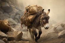 A Weary Donkey Carries Heavy Loads, Symbolizing The Burden Of Inefficiency And Lack Of Optimization.