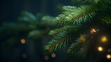 Fototapeta Do pokoju - Christmas green spruce tree. AI generated image.