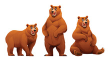 Set Of Bear Cartoon Characters Illustration Isolated On White Background