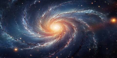 Wall Mural - space background with spiral galaxy and stars. generative ai
