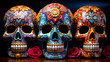 © CanvasPixelDreams - Showcase the craftsmanship of sugar skull artists, with an emphasis on detailed decorations, vibrant colors, and the cultural significance they hold.