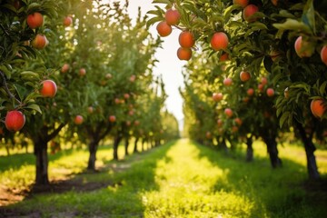 Wall Mural - an orchard filled with ripe and ready fruits