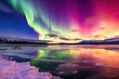 vividly colored aurora dancing over a frozen lake