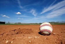Pitchers Mound View With Baseball And Glove