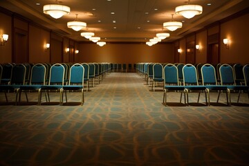 Poster - rows of empty ballroom dance chairs under spotlight