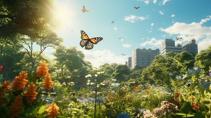 Wall Mural - butterfly in the garden