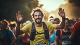 Fototapeta  - Athletes conquer the wild in grueling ultramarathon trail races.