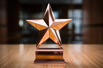 Wall Mural - bronze award trophy with a star at the top