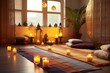 meditation mats and candles in a peaceful room