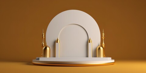 Wall Mural - background of a luxurious gold mini mosque. Generative Ai