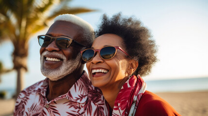 Wall Mural - Affectionate and loving senior couple spending quality time after retirement or on vacation