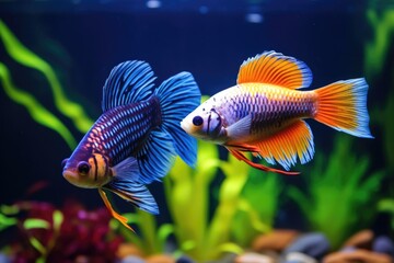 Wall Mural - pair of fish with vibrant colors swimming together