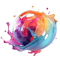 Wall Mural - Transparent clipart with rainbow splash ball, ai generative