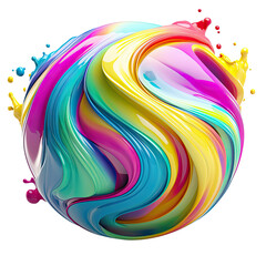 Wall Mural - Transparent clipart with rainbow splash ball, ai generative