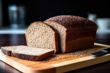 Wall Mural - diagonal cut of sprouted grain bread showing texture