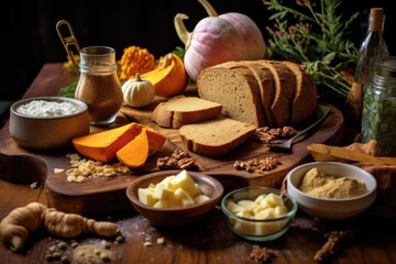 Poster - board with ingredients for pumpkin loaf