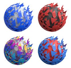 set of abstract spheres, 3d render