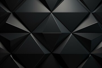  Polished wall background with futuristic tile wallpaper featuring black triangular blocks. Generative AI