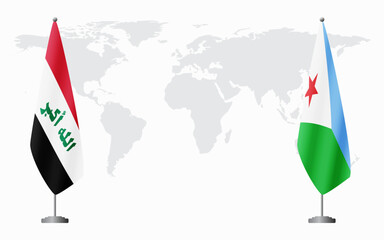 Iraq and Djibouti flags for official meeting