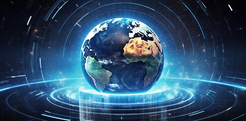Wall Mural - earth background with future technology concept. generative ai