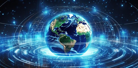 Wall Mural - earth background with future technology concept. generative ai