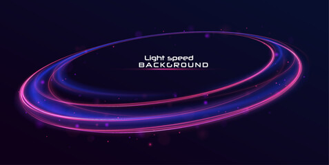 Poster - Brilliant galaxy  light blue ellipse glowing podium. Space tunnel. Light everyday glowing effect. semicircular wave, light vortex wake. Bright spira. 