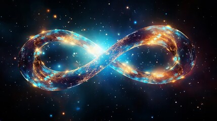 infinity symbol made of stars and galaxy, representing the eternity of the universe, esoteric illust