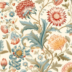 seamless pattern with flowers,decoration,illustration,leaf,design,nature,ornament,art,vintage,texture,Ai generated 