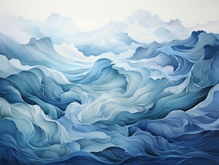 Wall Mural - Abstract Blue and White Waves Background