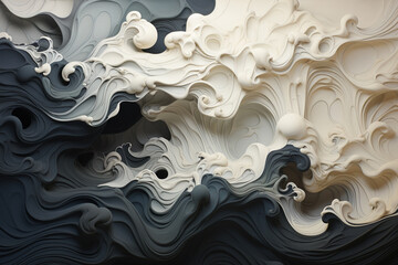 Aufkleber - A series of abstract drawings capturing the dynamic and fluid nature of a tsunami.  