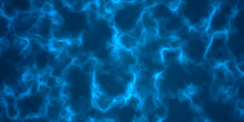 Abstract Blue Smoke And Dark Black Clouds Background. Electricity Storm Blue Seamless Texture. Cosmic Plasma Energy. Transparent Water With Refraction Of Sunlight And Reflections On Water Surface.