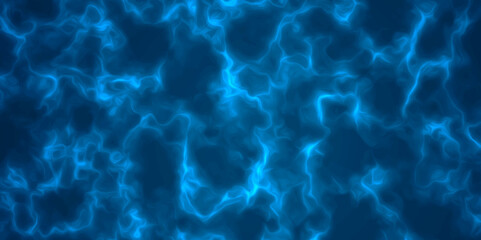 abstract blue smoke and dark black clouds background. electricity storm blue seamless texture. cosmic plasma energy. Transparent water with refraction of sunlight and reflections on water surface.