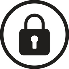 Poster - Lock icon in a circle isolated on white background . Vector illustration