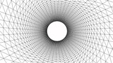Fototapeta Perspektywa 3d - Black wireframe tunnel, Abstract wireframe funnel. Abstract dynamic wormhole tunnel on white background. Deep wavy wormhole. 3d rendering