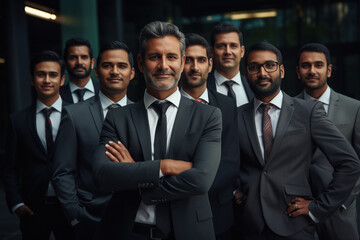 Canvas Print - Confident and successful businesspeople group standing at office.