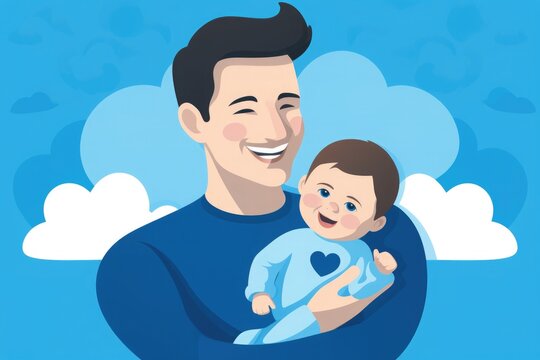 Father's Day greeting card illustration with copy space