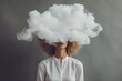 Woman with cloud over his head depicting solitude and depression