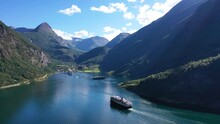 Beautiful nature. Fjords of Norway. Aerial drone footage of Norwegian fjords.