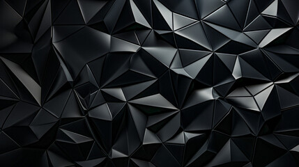 Wall Mural - Abstract black polygonal background texture. Low poly dark wall. Deep black low polygon mesh wallpaper concept. House decoration. 3d rendering, 3d illustration. .