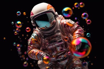 Wall Mural - An astronaut in space with colorful background. Beautiful art concept.