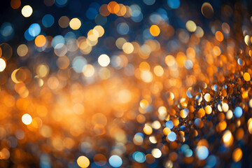 Abstract sparkling shapes in blue and gold