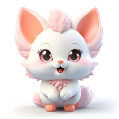 Poster - Cute pastel fox 3d isolated on white