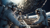 Fototapeta Pokój dzieciecy - Group of astronauts in outer space