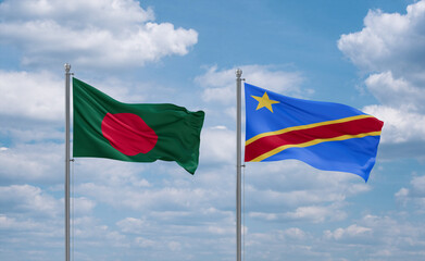 Congo and Bangladesh flags, country relationship concept