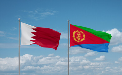 Wall Mural - Eritrea and Bahrain flags, country relationship concept