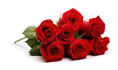 Wall Mural - Red rose bouquet isolated on white background.